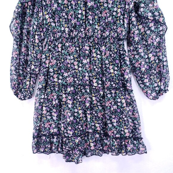 Vici Mini Dress Size S Multicolor Floral Long Sleeve Boho Festival Ruffle - Picture 16 of 16